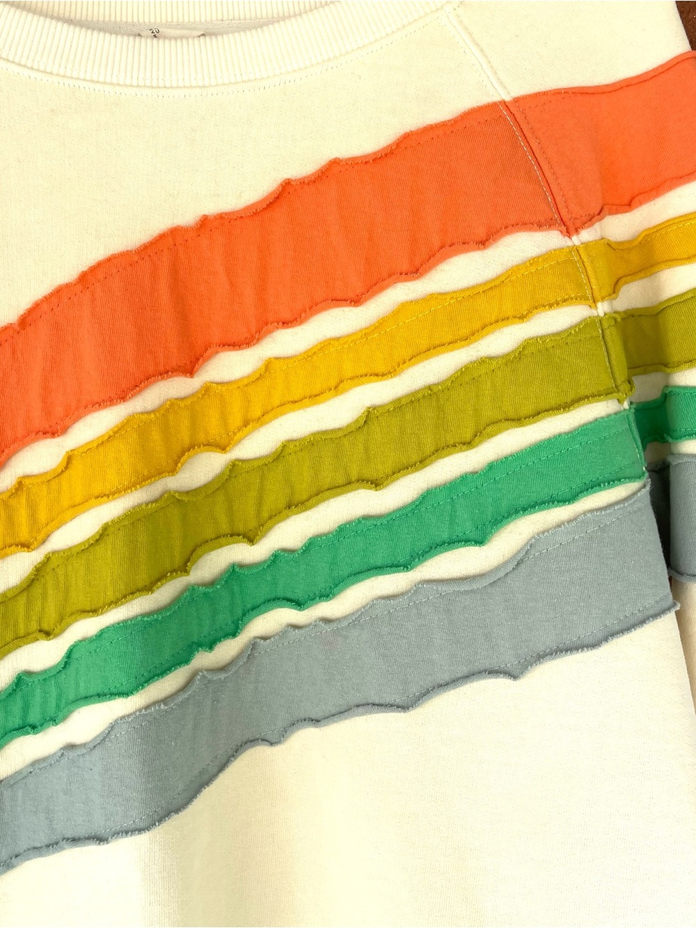 By Together Cream Sweatshirt with Rainbow Stripes Size Large - Picture 3 of 5